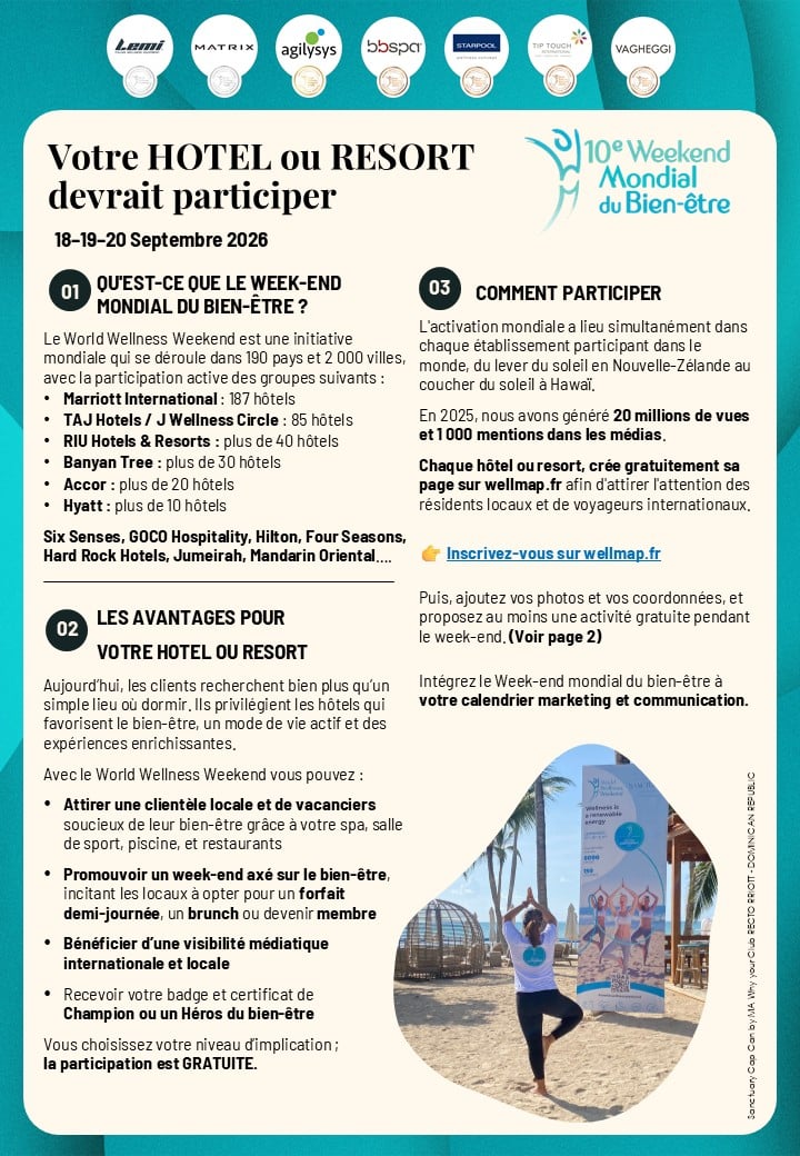 Votre HOTEL devrait participer au Weekend Mondial du Bien-être 2026