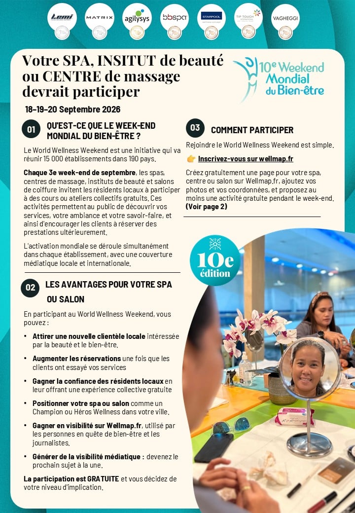 Votre SPA ou INSTITUT de BEAUTE devrait participer au Weekend Mondial du Bien-être 2026